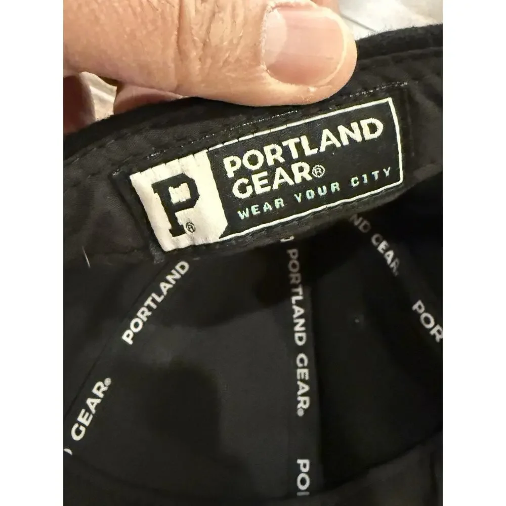 Portland Gear Mens Black “P” Oregon Map Wool Blend Leather Strapback Hat Cap